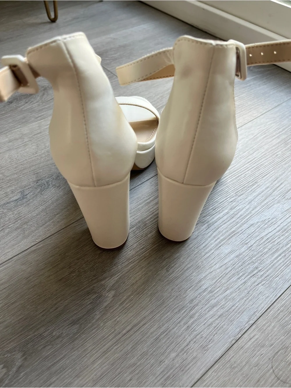 Women's White Ankle-Strap Platform 4 inch wedding / summer heels